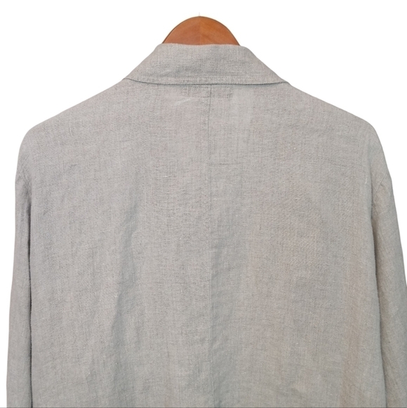 Flax 100% Linen Lagenlook Button Up Collared Shirt Jacket Tan Size 18 - Picture 7 of 10